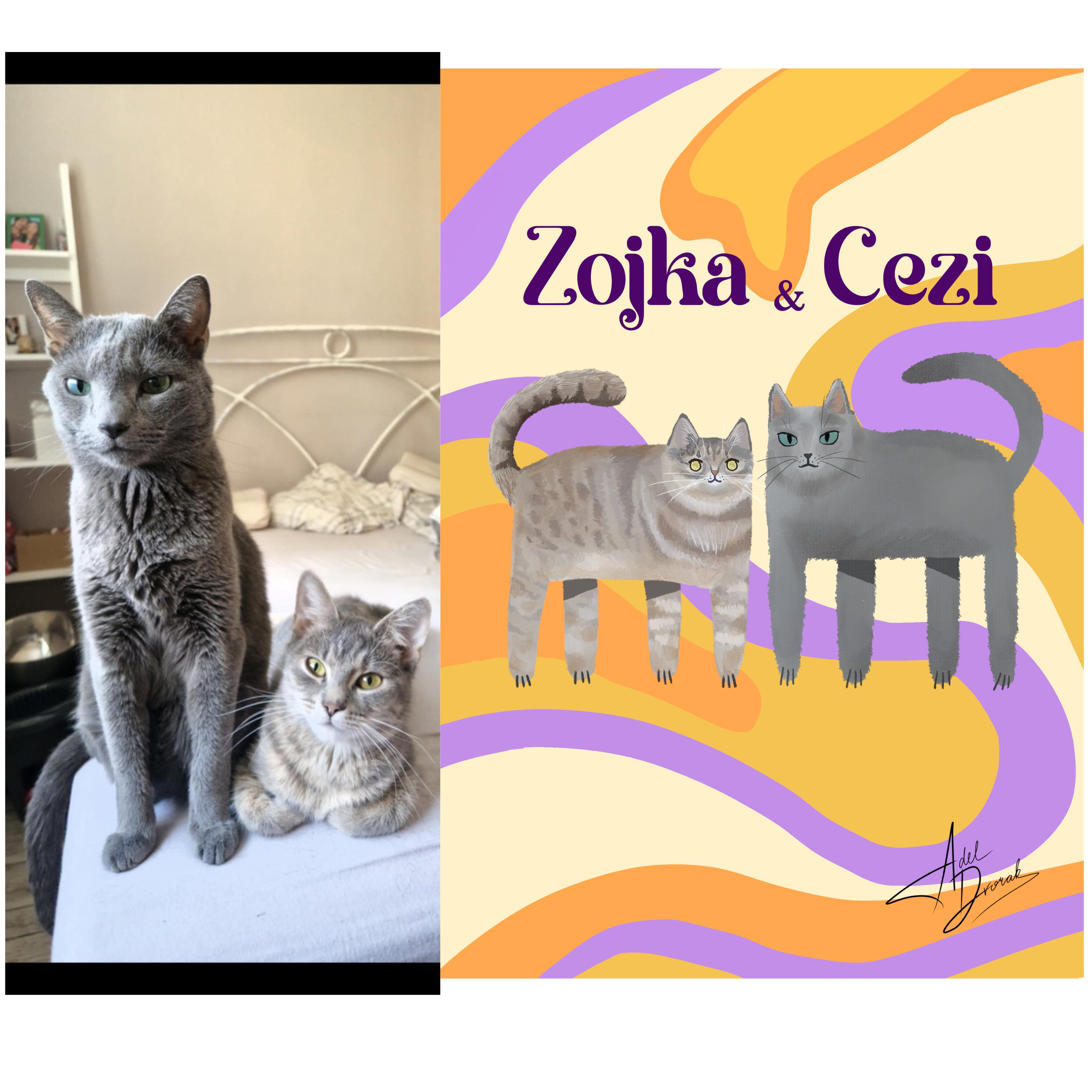 Signature ilustrace mazlíčka se jménem